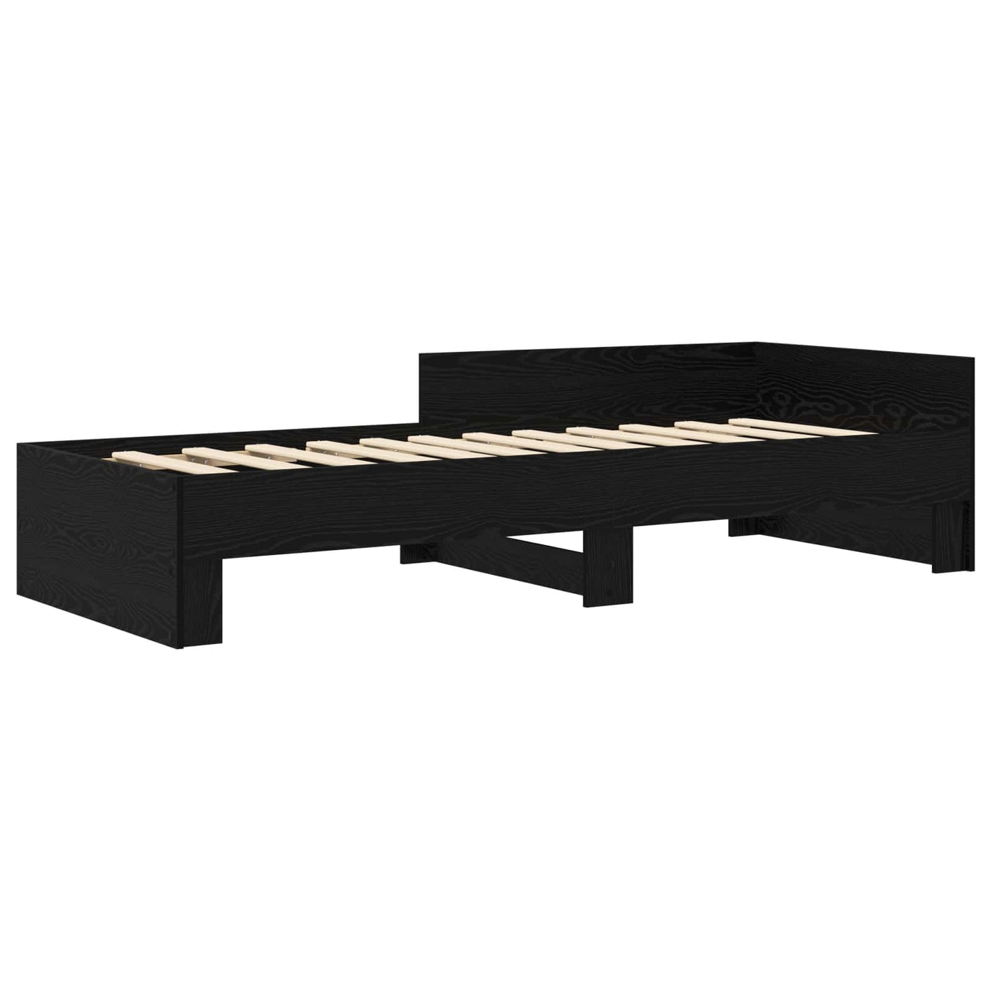 Bedframe met Hoofdeinde Zwart eiken 80 x 200 cm Bewerkt hout