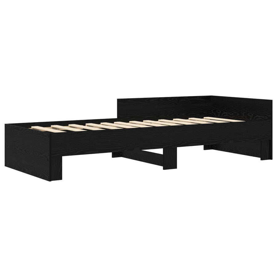 Bedframe met Hoofdeinde Zwart eiken 80 x 200 cm Bewerkt hout
