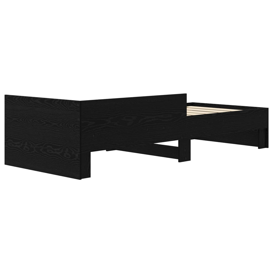 Bedframe met Hoofdeinde Zwart eiken 80 x 200 cm Bewerkt hout