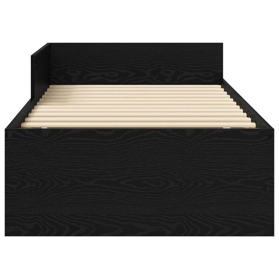Bedframe met Hoofdeinde Zwart eiken 80 x 200 cm Bewerkt hout