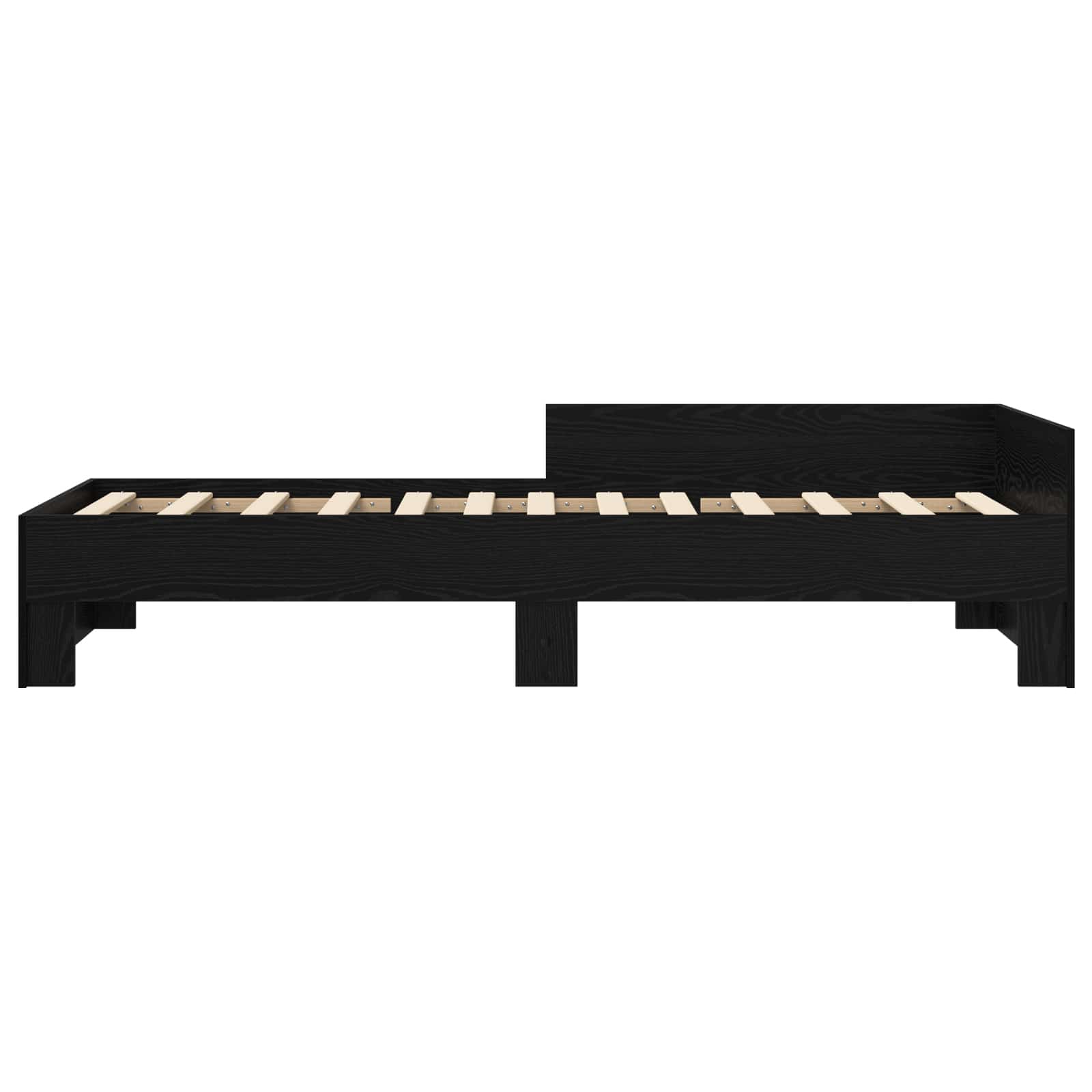 Bedframe met Hoofdeinde Zwart eiken 80 x 200 cm Bewerkt hout