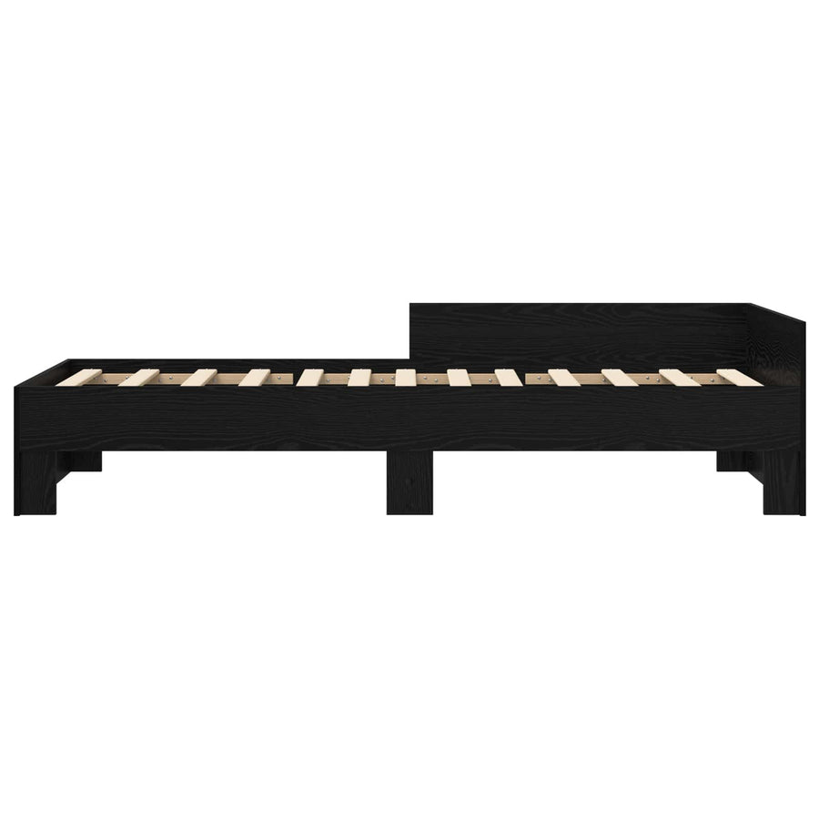 Bedframe met Hoofdeinde Zwart eiken 80 x 200 cm Bewerkt hout