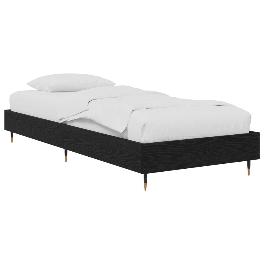 Bedframe Zwart eiken 80 x 200 cm Bewerkt hout