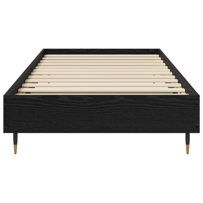 Bedframe Zwart eiken 80 x 200 cm Bewerkt hout