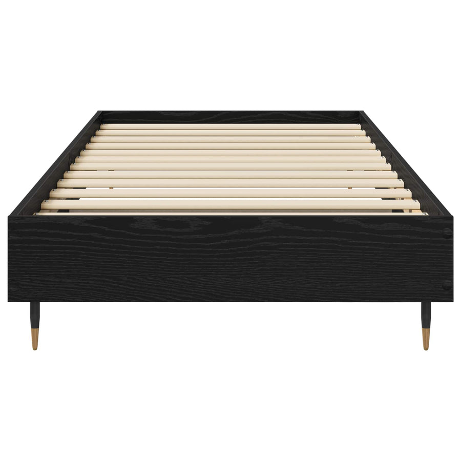 Bedframe Zwart eiken 80 x 200 cm Bewerkt hout