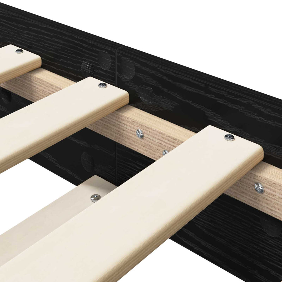 Bedframe Zwart eiken 80 x 200 cm Bewerkt hout