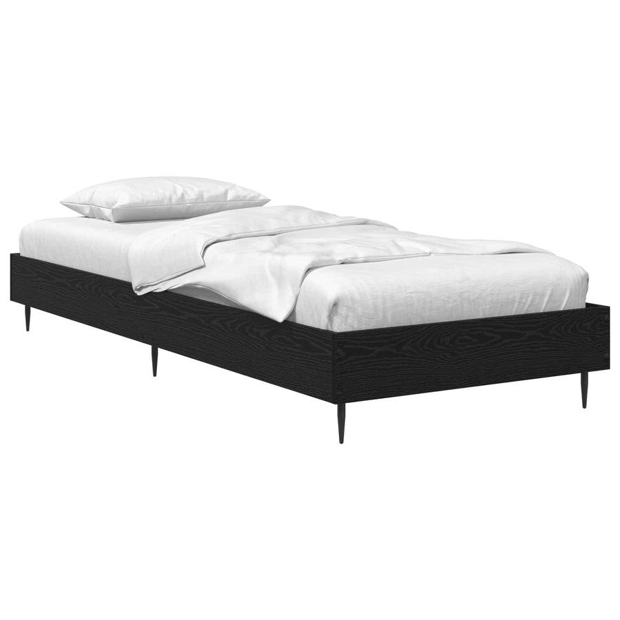 Bedframe Zwart eiken 80 x 200 cm Bewerkt hout