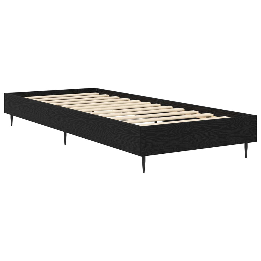 Bedframe Zwart eiken 80 x 200 cm Bewerkt hout