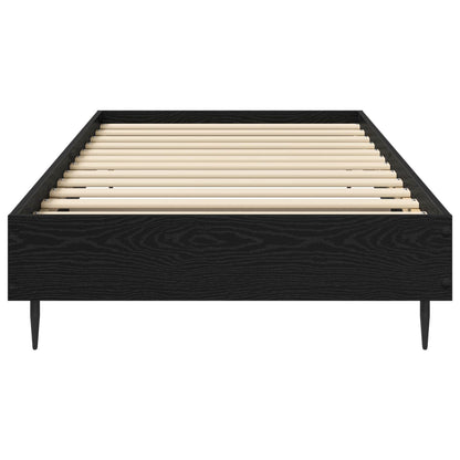 Bedframe Zwart eiken 80 x 200 cm Bewerkt hout