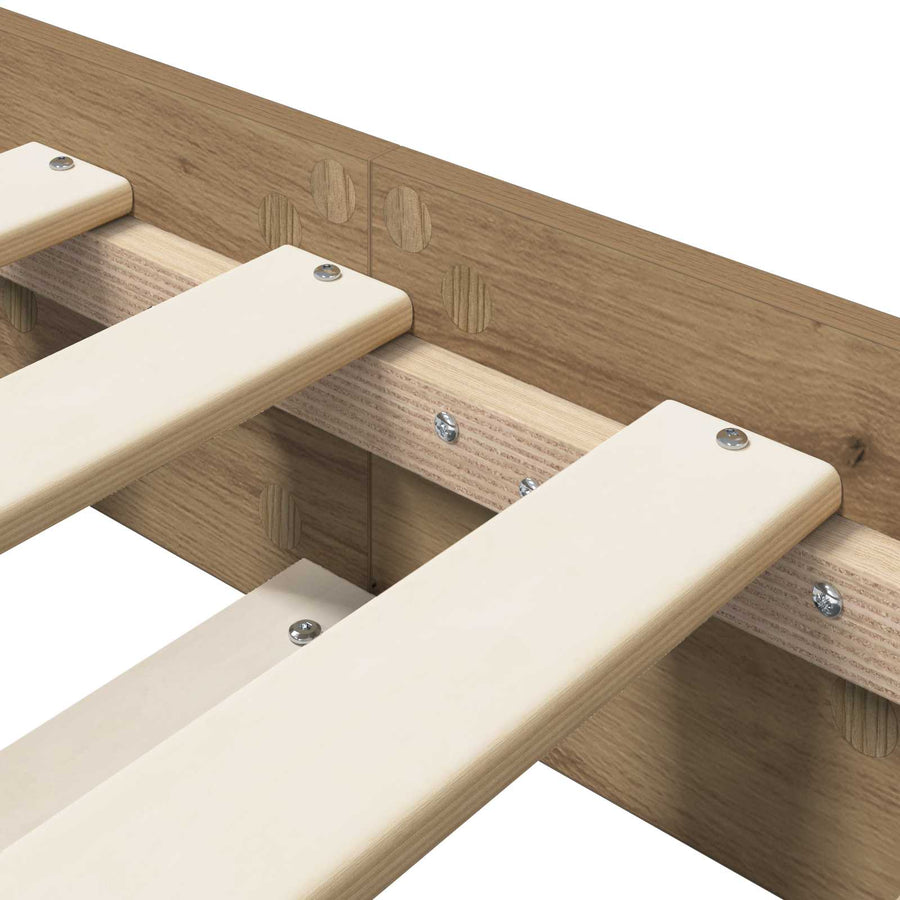 Bedframe Artisanaal eiken 80 x 200 cm Bewerkt hout