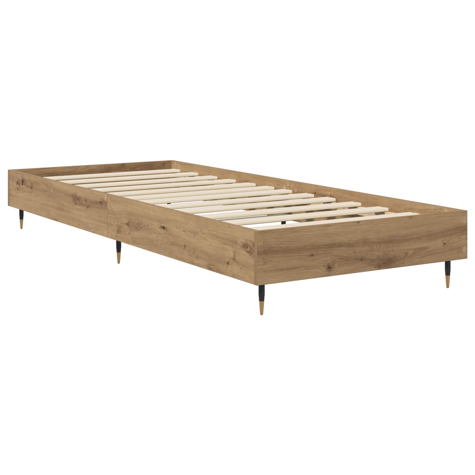 Bedframe Artisanaal eiken 80 x 200 cm Bewerkt hout