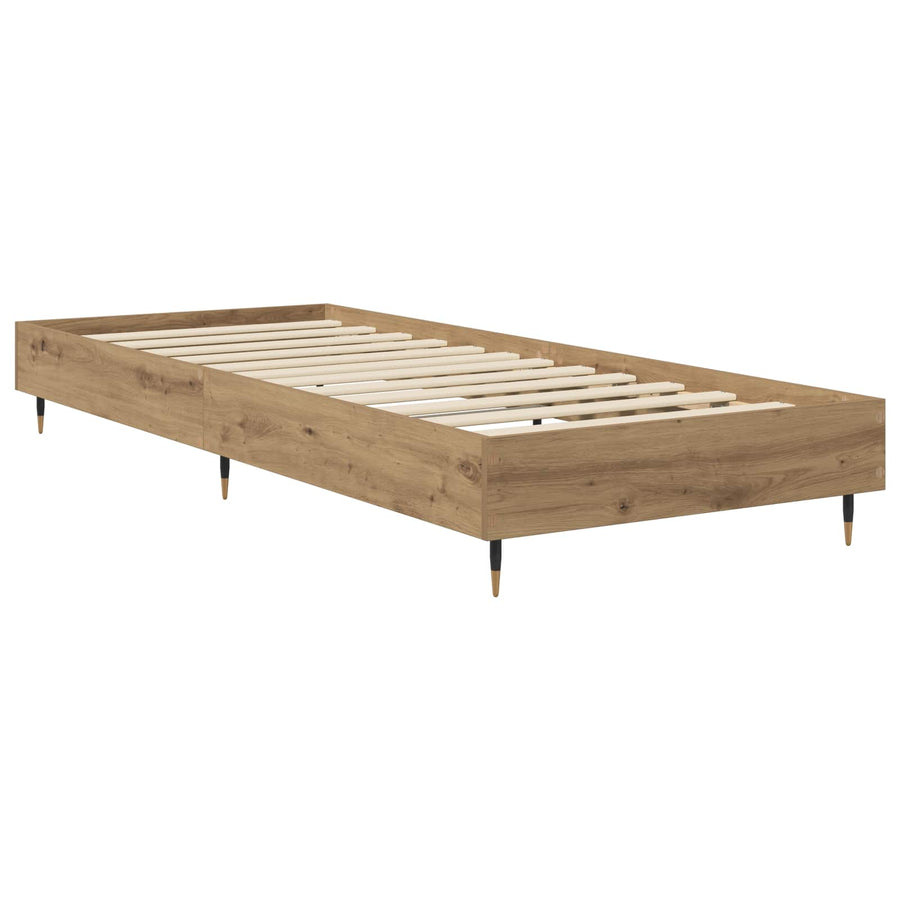 Bedframe Artisanaal eiken 80 x 200 cm Bewerkt hout