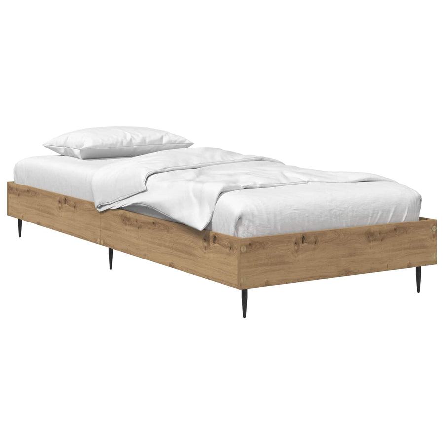 Bedframe Artisanaal eiken 80 x 200 cm Bewerkt hout