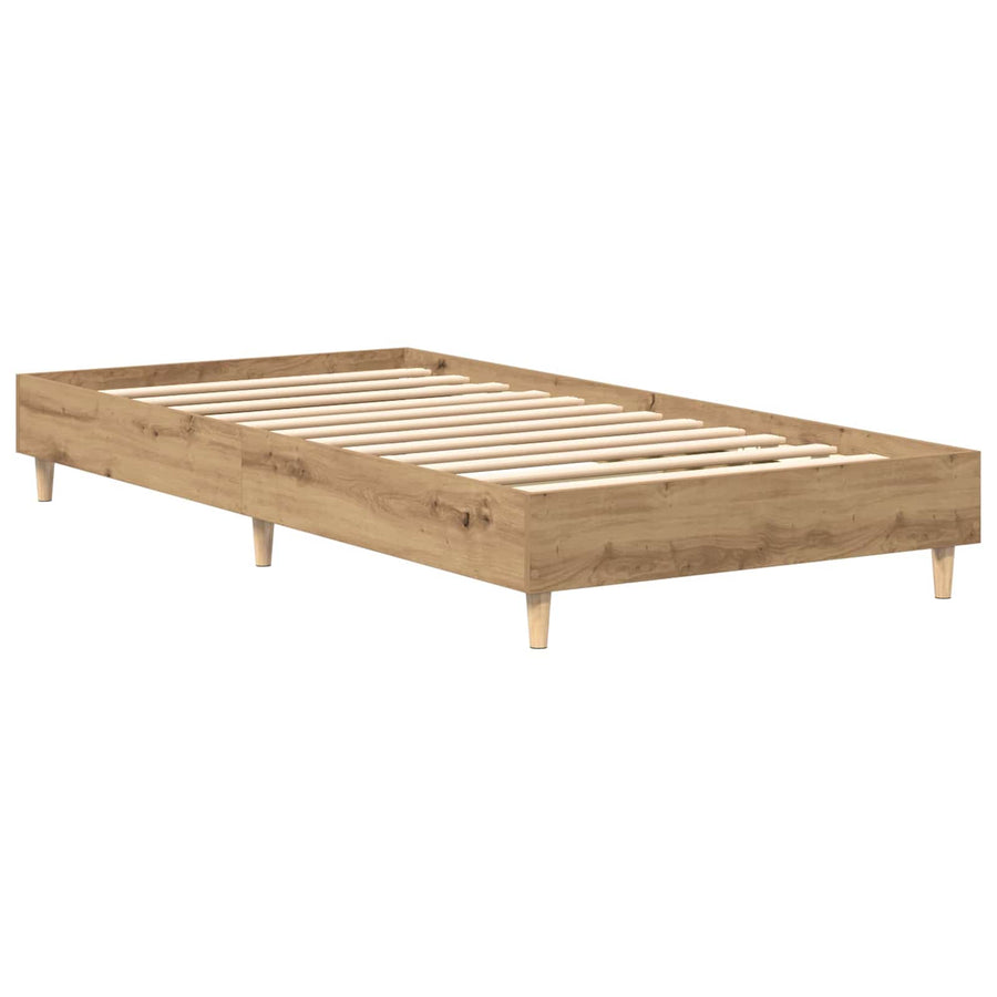 Bedframe Artisanaal eiken 80 x 200 cm Bewerkt hout