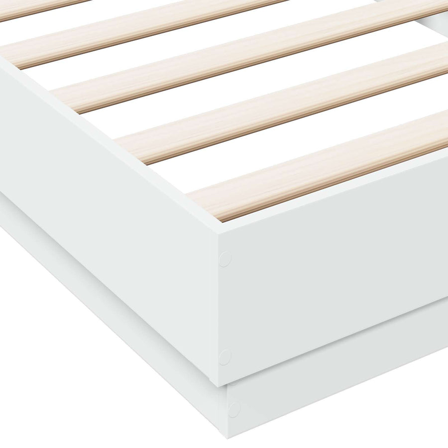 Vloerbedframe Wit 80 x 200 cm Bewerkt hout