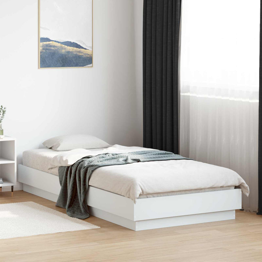 Vloerbedframe Wit 80 x 200 cm Bewerkt hout