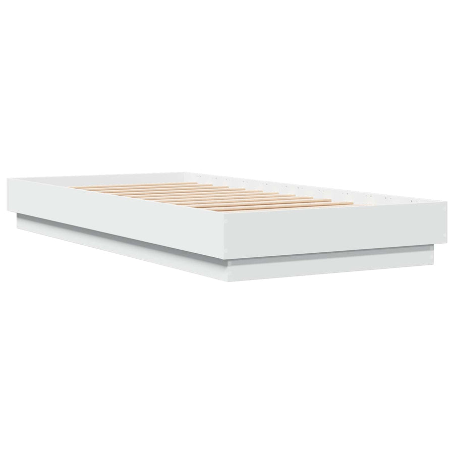 Vloerbedframe Wit 80 x 200 cm Bewerkt hout