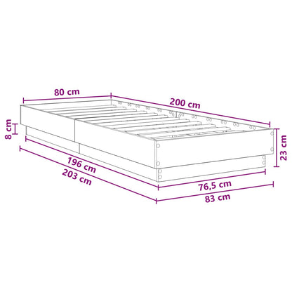 Vloerbedframe Wit 80 x 200 cm Bewerkt hout