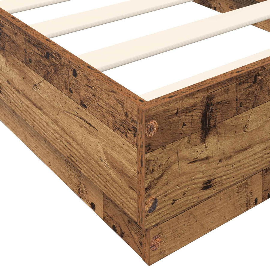 Vloerbedframe Oud hout 80 x 200 cm Bewerkt hout