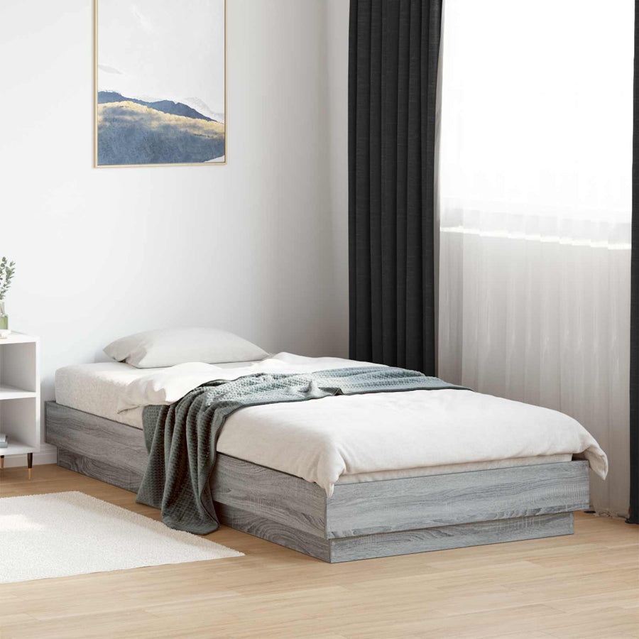 Vloerbedframe Grijs Sonoma 80 x 200 cm Bewerkt hout