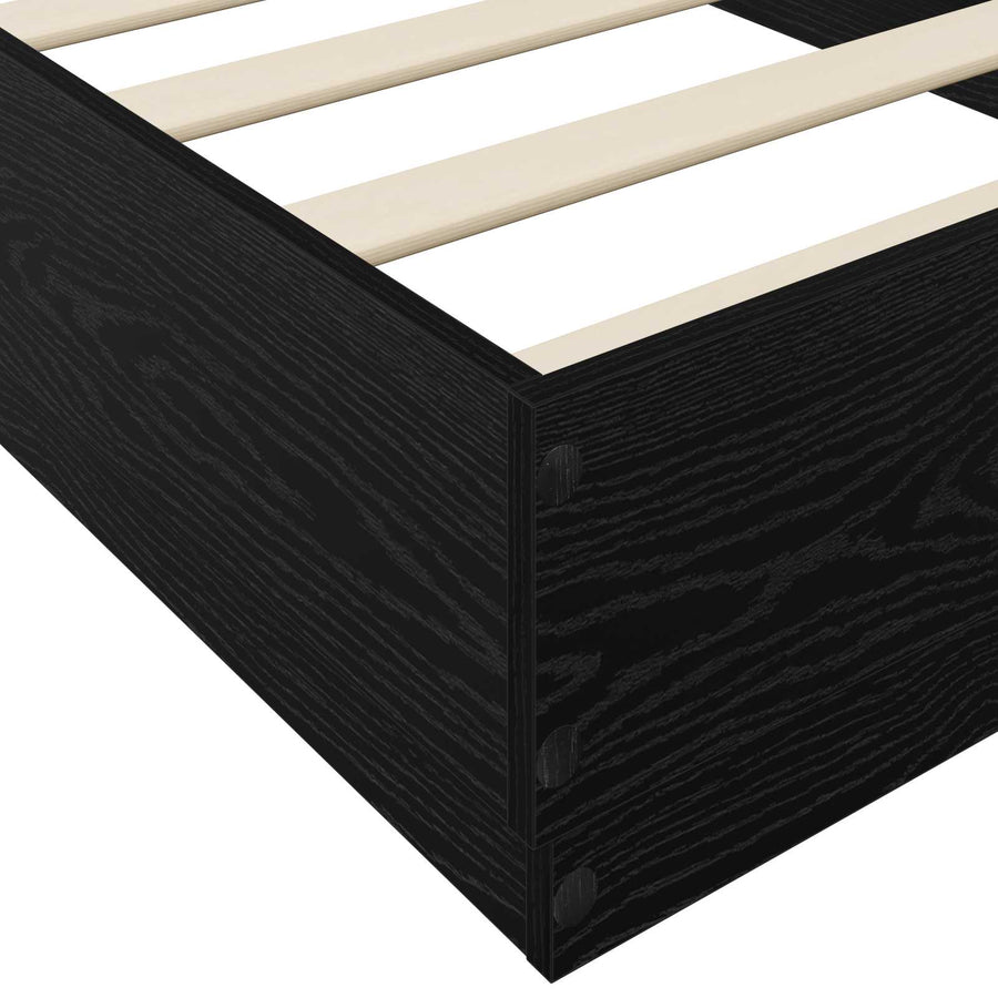 Vloerbedframe Zwart eiken 80 x 200 cm Bewerkt hout