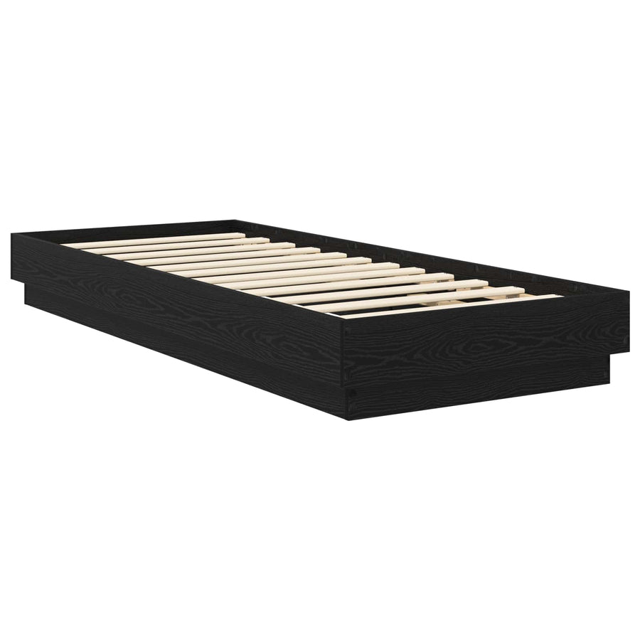 Vloerbedframe Zwart eiken 80 x 200 cm Bewerkt hout