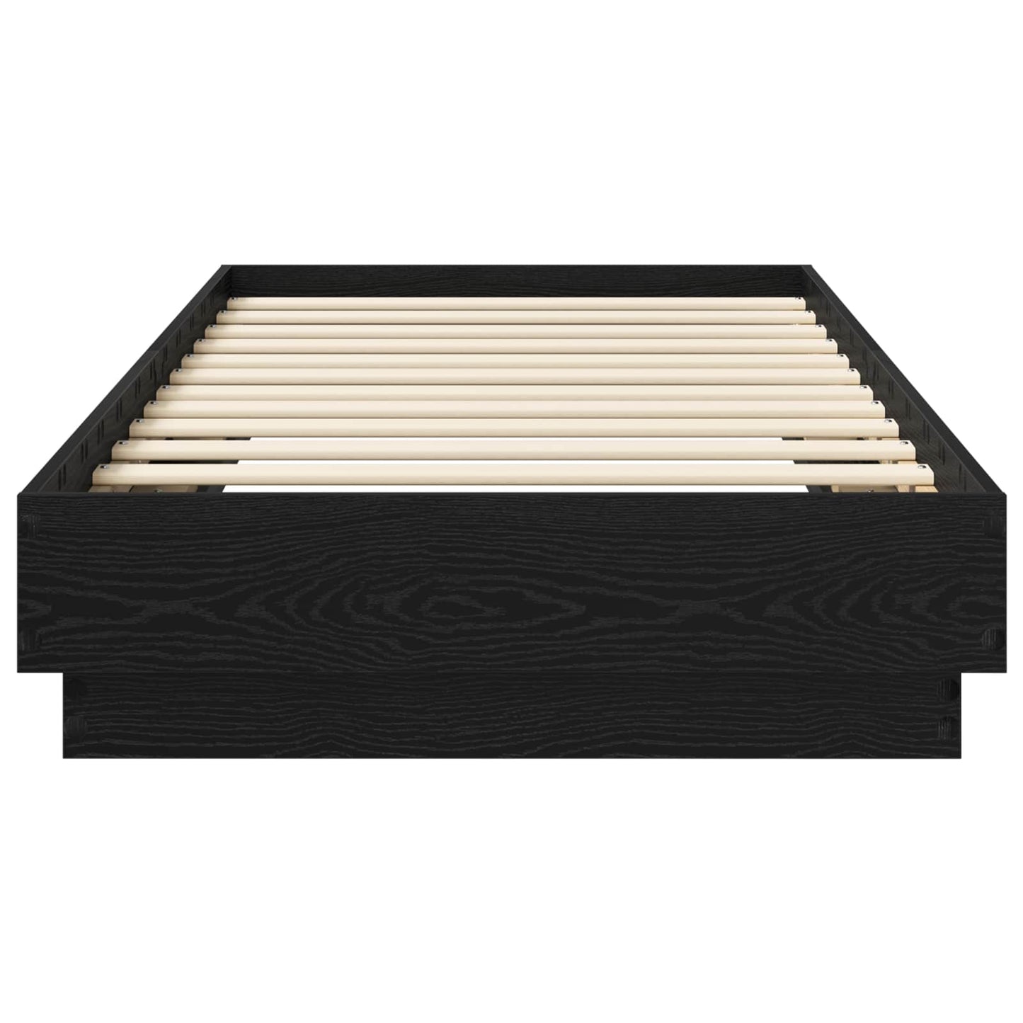 Vloerbedframe Zwart eiken 80 x 200 cm Bewerkt hout