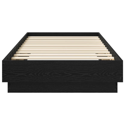 Vloerbedframe Zwart eiken 80 x 200 cm Bewerkt hout