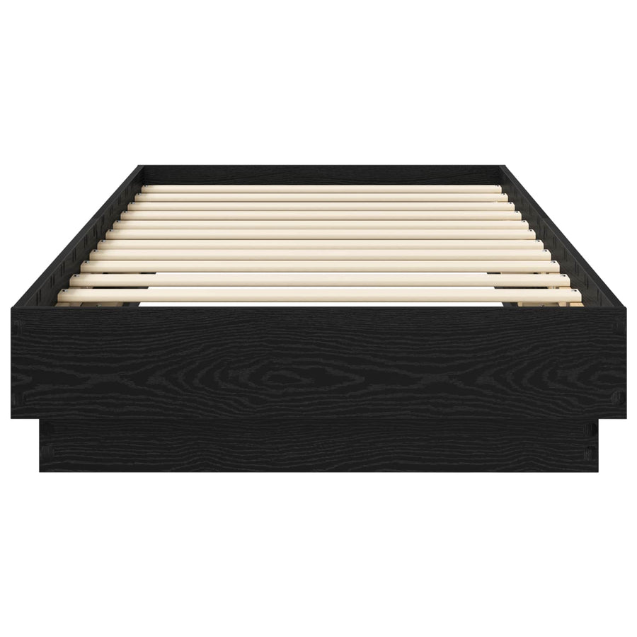 Vloerbedframe Zwart eiken 80 x 200 cm Bewerkt hout