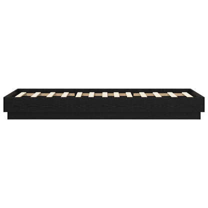 Vloerbedframe Zwart eiken 80 x 200 cm Bewerkt hout