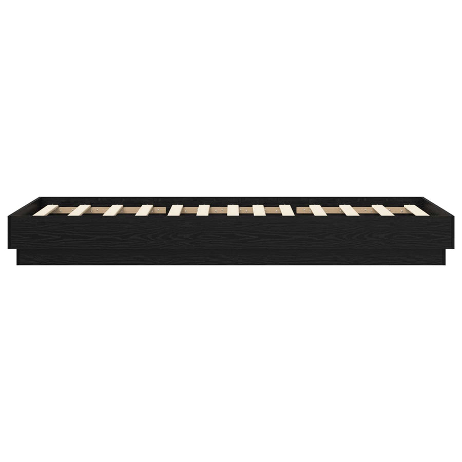 Vloerbedframe Zwart eiken 80 x 200 cm Bewerkt hout