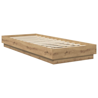 Vloerbedframe Artisanaal eiken 80 x 200 cm Bewerkt hout