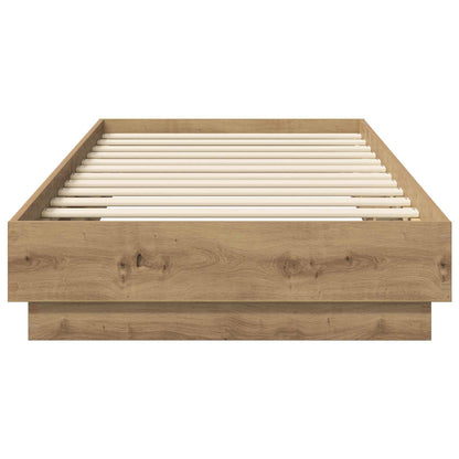 Vloerbedframe Artisanaal eiken 80 x 200 cm Bewerkt hout