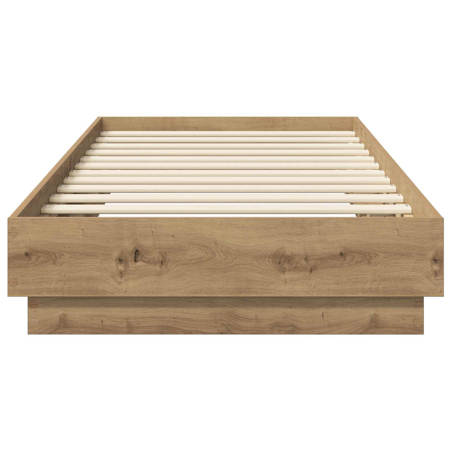 Vloerbedframe Artisanaal eiken 80 x 200 cm Bewerkt hout