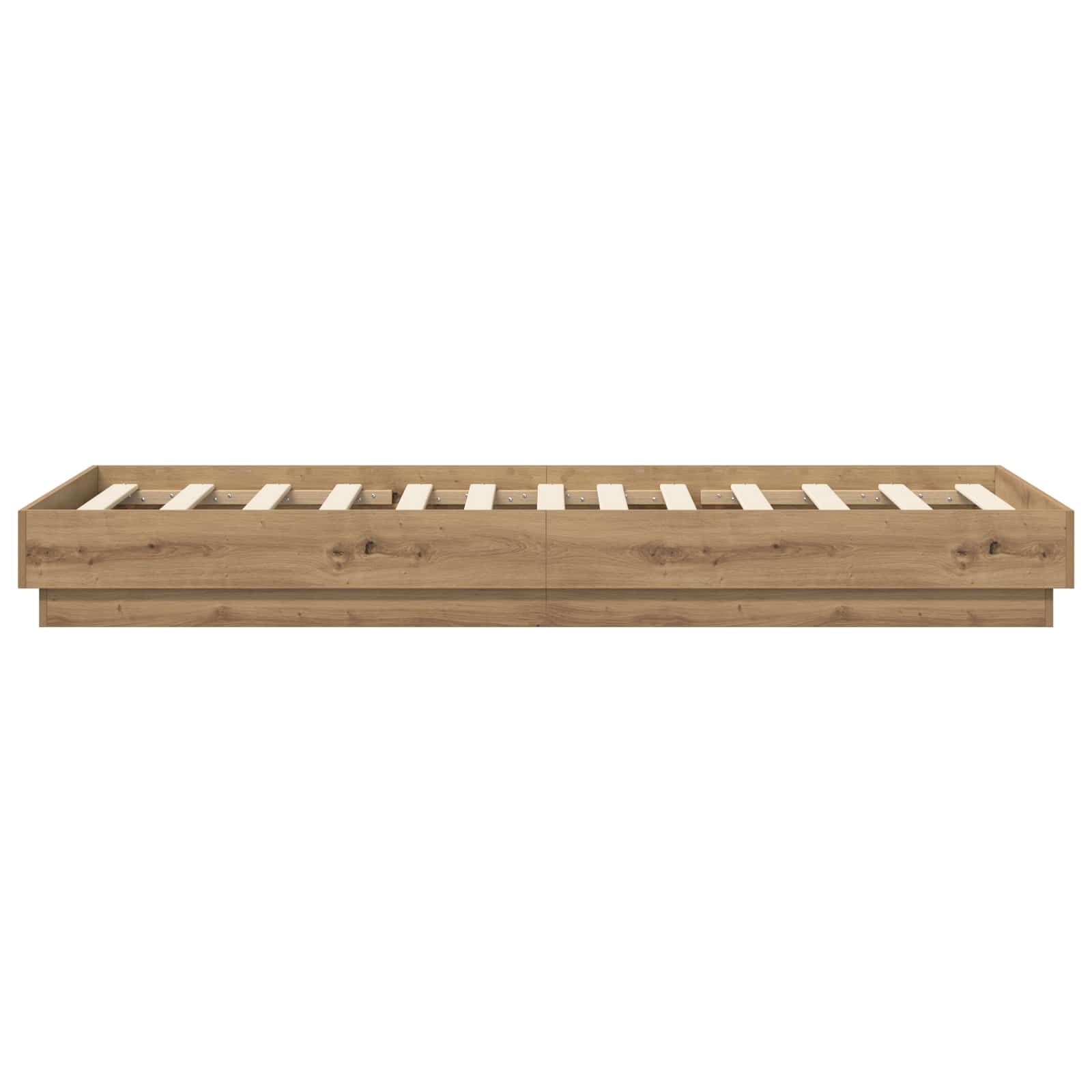 Vloerbedframe Artisanaal eiken 80 x 200 cm Bewerkt hout
