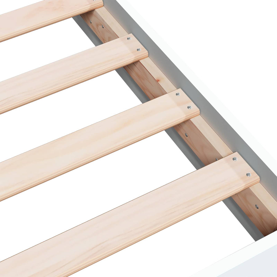 Vloerbedframe Wit 80 x 200 cm Bewerkt hout