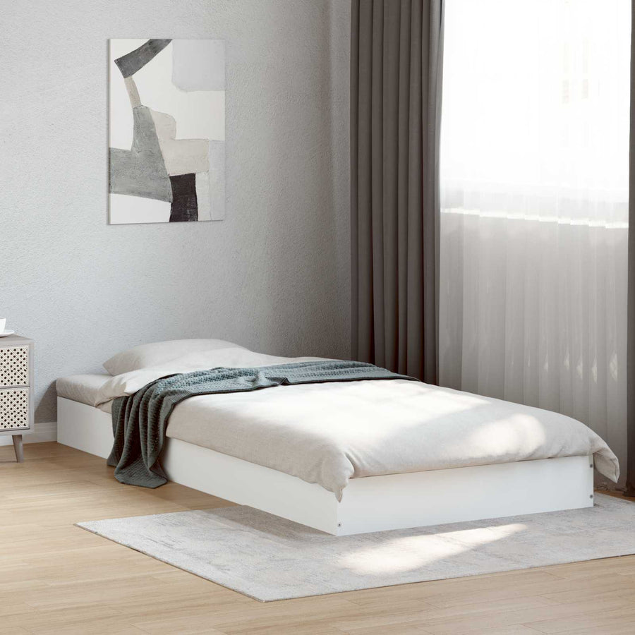 Vloerbedframe Wit 80 x 200 cm Bewerkt hout