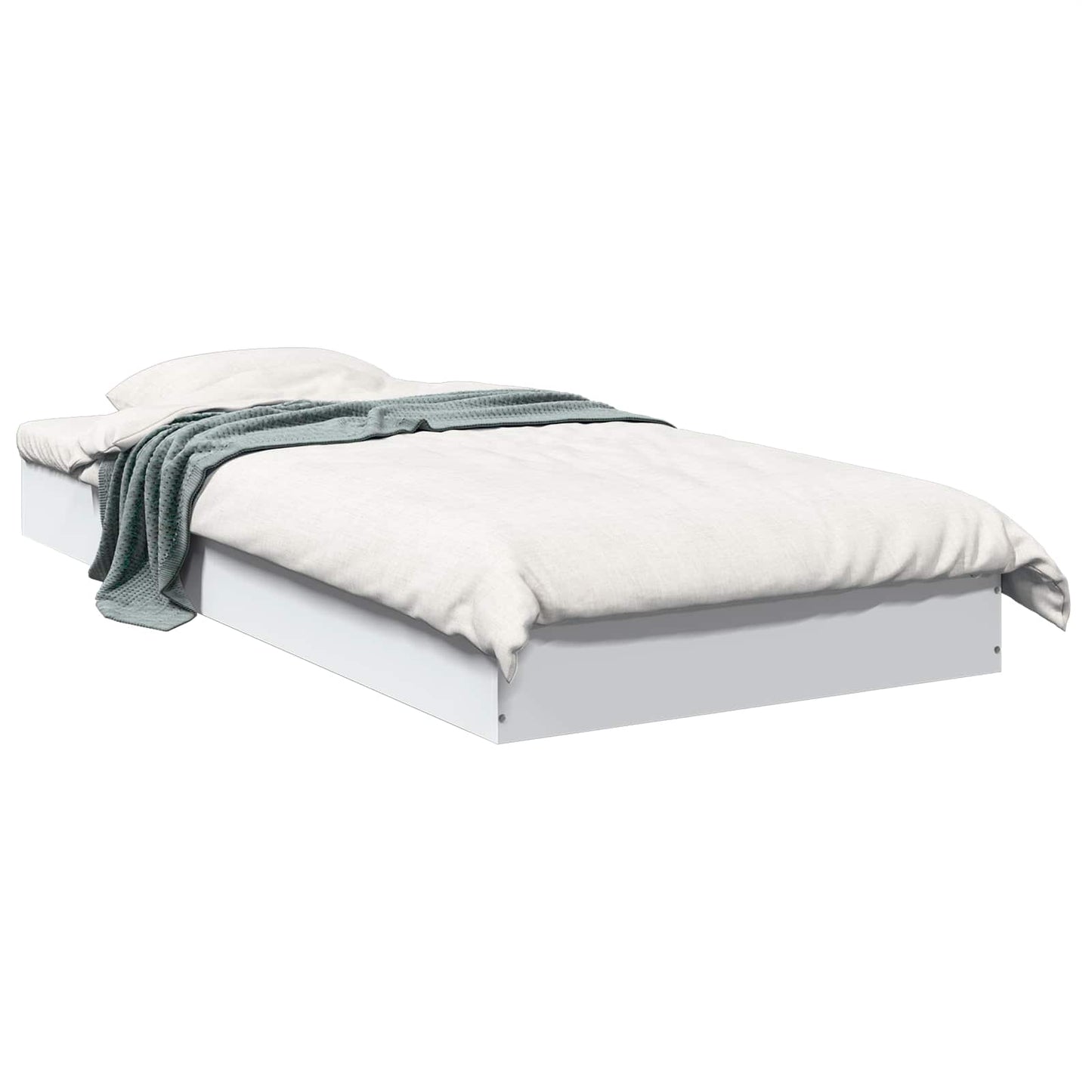 Vloerbedframe Wit 80 x 200 cm Bewerkt hout