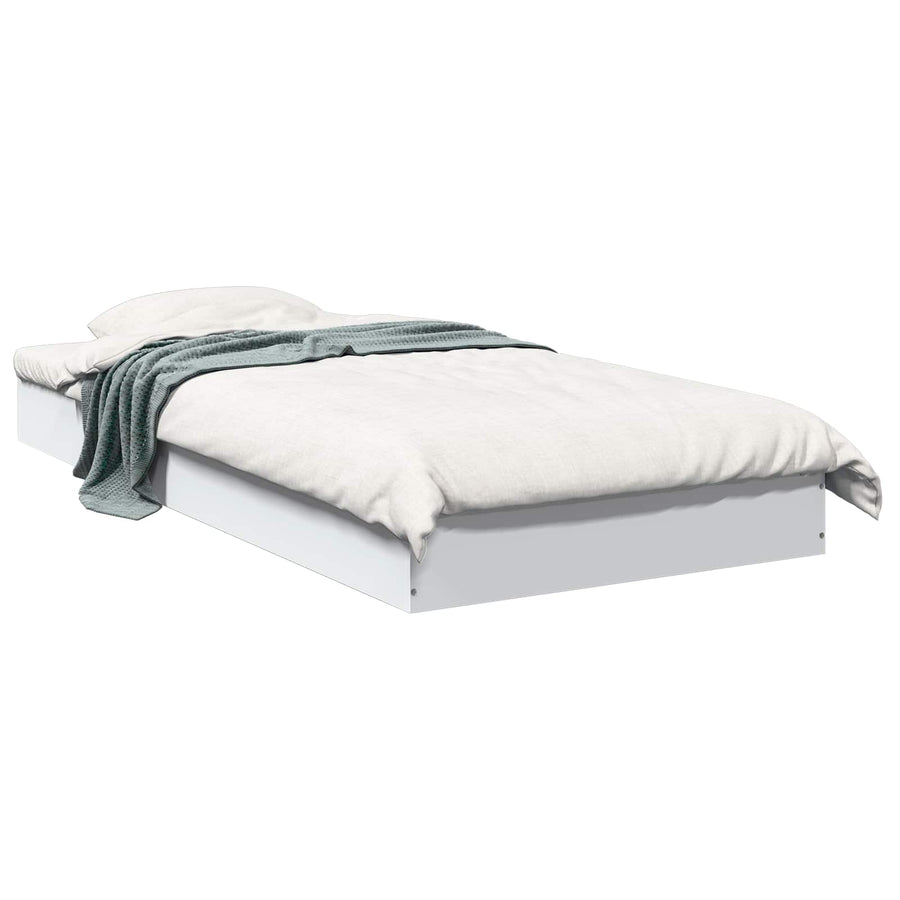Vloerbedframe Wit 80 x 200 cm Bewerkt hout