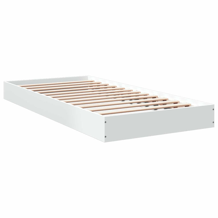 Vloerbedframe Wit 80 x 200 cm Bewerkt hout