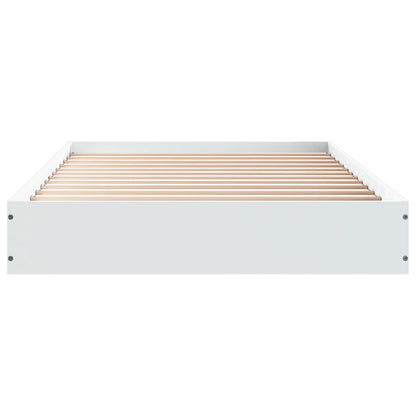 Vloerbedframe Wit 80 x 200 cm Bewerkt hout