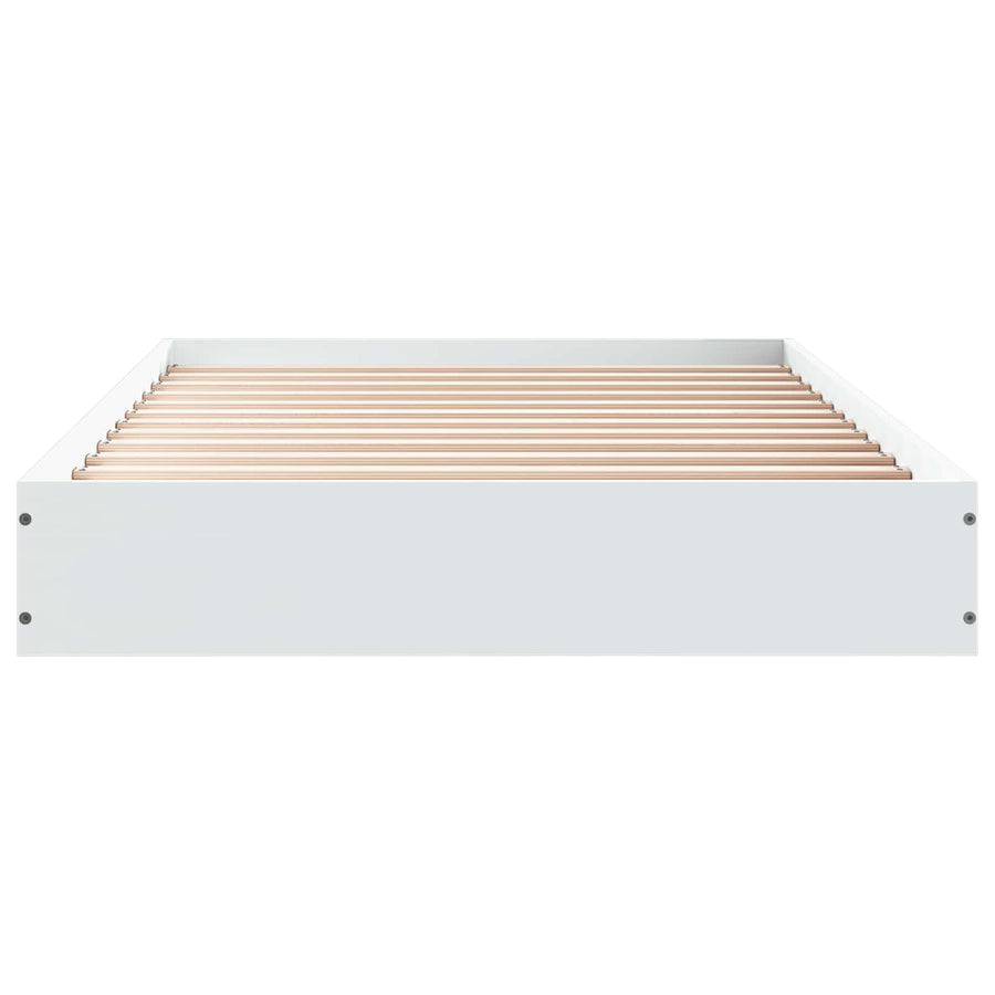 Vloerbedframe Wit 80 x 200 cm Bewerkt hout