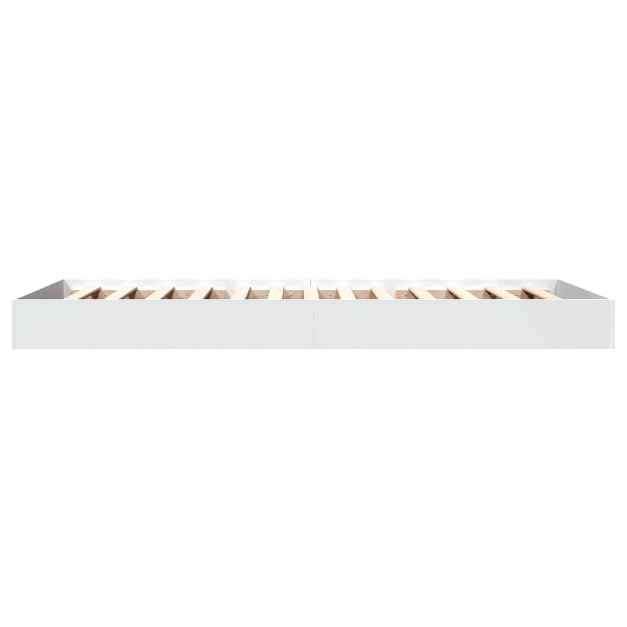 Vloerbedframe Wit 80 x 200 cm Bewerkt hout