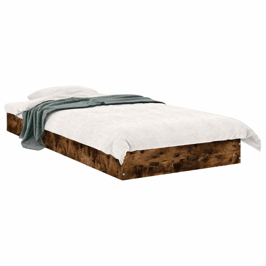 Vloerbedframe Gerookt eiken 80 x 200 cm Bewerkt hout
