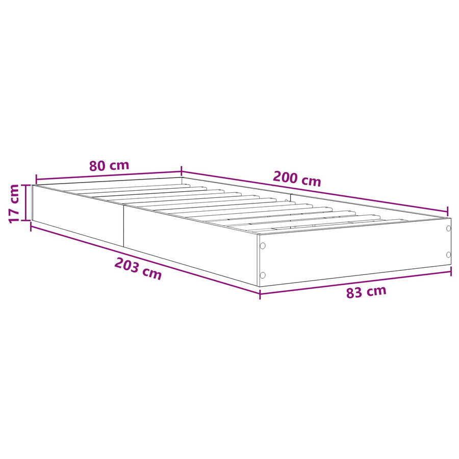 Vloerbedframe Oud hout 80 x 200 cm Bewerkt hout