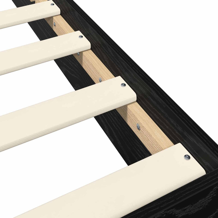 Vloerbedframe Zwart eiken 80 x 200 cm Bewerkt hout