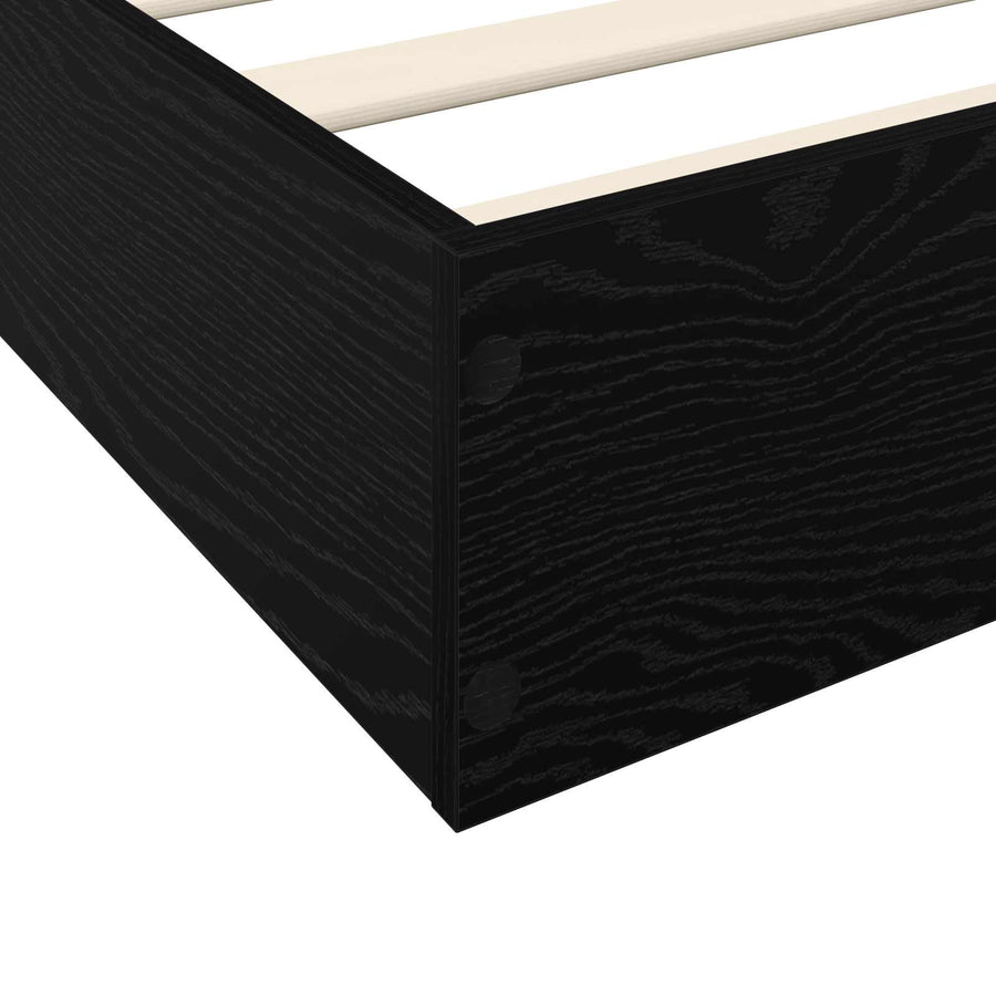 Vloerbedframe Zwart eiken 80 x 200 cm Bewerkt hout