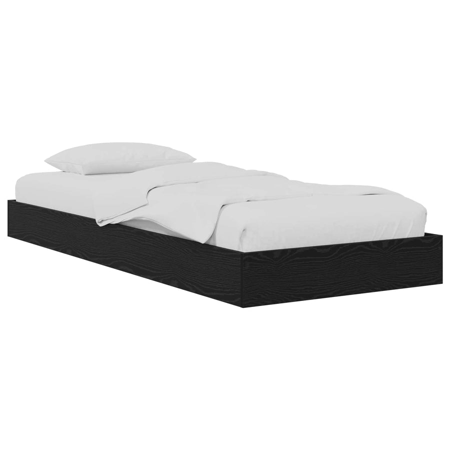 Vloerbedframe Zwart eiken 80 x 200 cm Bewerkt hout