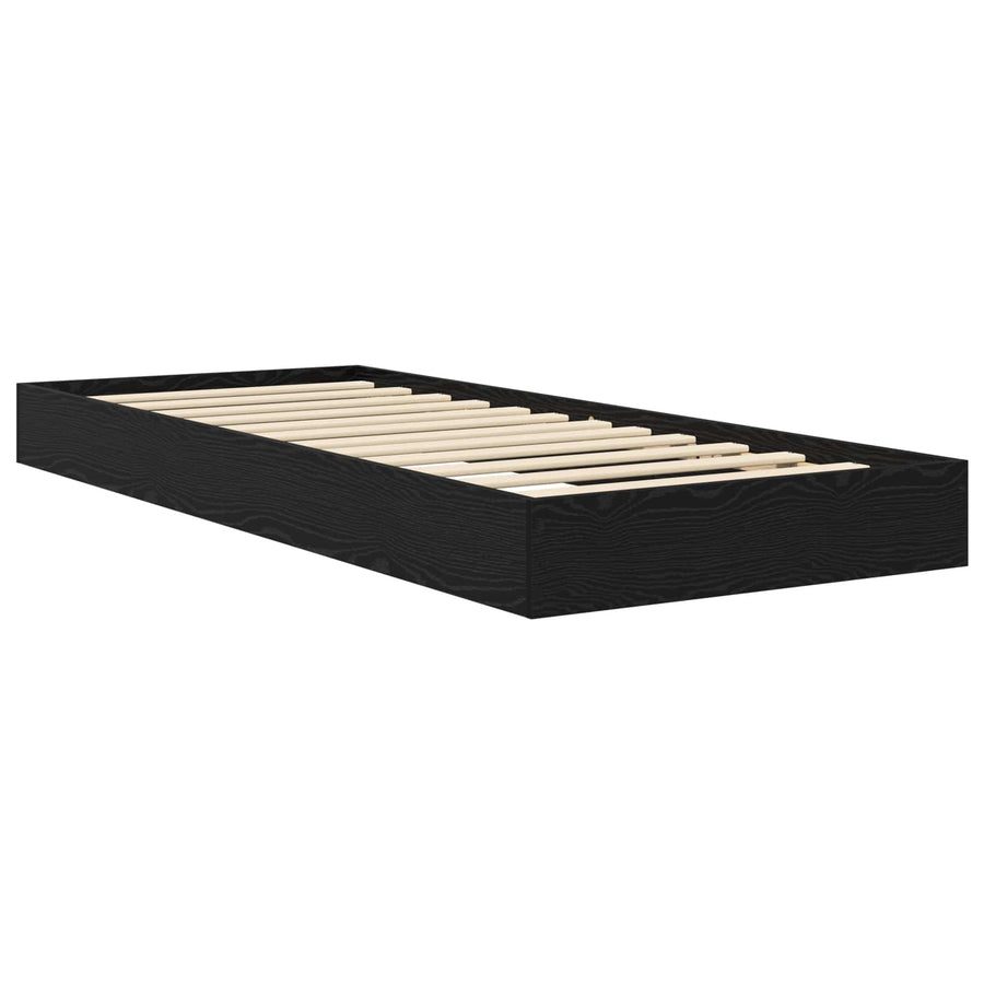 Vloerbedframe Zwart eiken 80 x 200 cm Bewerkt hout