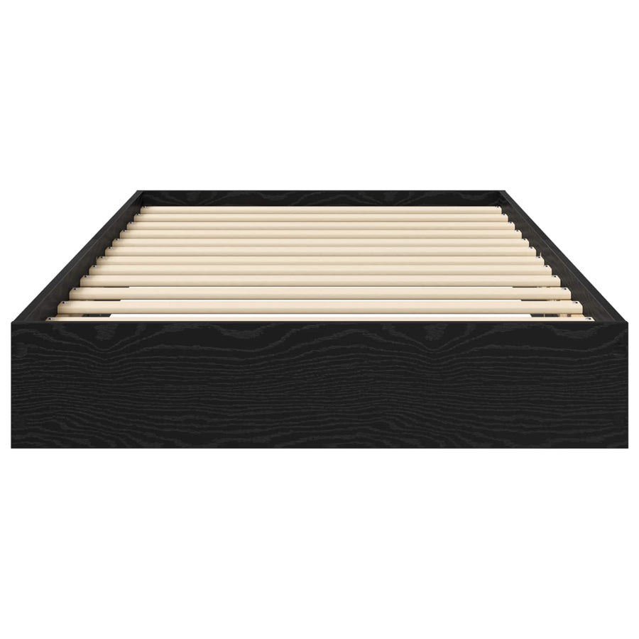Vloerbedframe Zwart eiken 80 x 200 cm Bewerkt hout